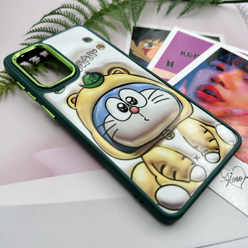 قاب گوشی Galaxy A73 سامسونگ دور سیلیکونی متال طرح سه بعدی عروسکی گربه زرد کد 34979 - Image 2