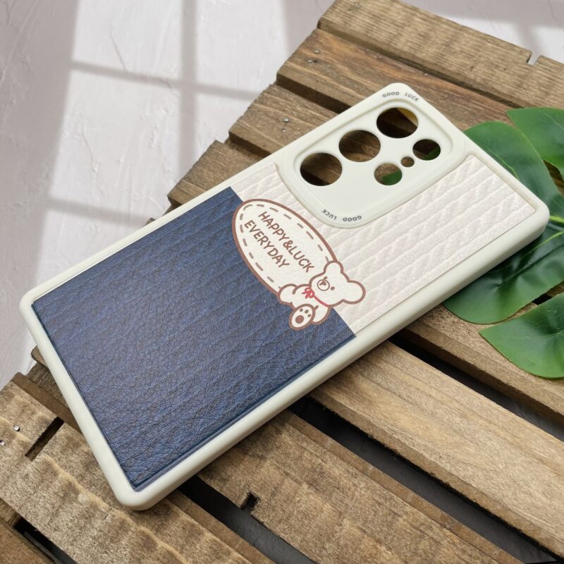 قاب گوشی Galaxy S23 Ultra سامسونگ چرمی برجسته دور سیلیکونی لاکچری محافظ لنزدار طرح تدی فانتزی کد 38849 - Image 2