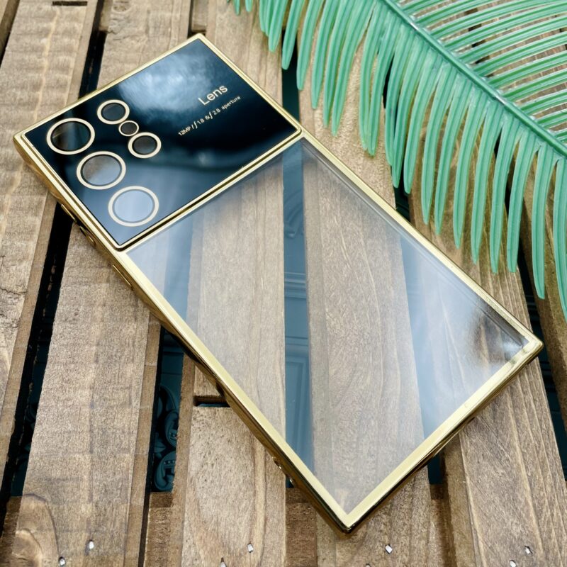 قاب گوشی Galaxy S23 Ultra سامسونگ Camera Lens شفاف محافظ لنز دار دور طلایی کد 46957 - Image 2