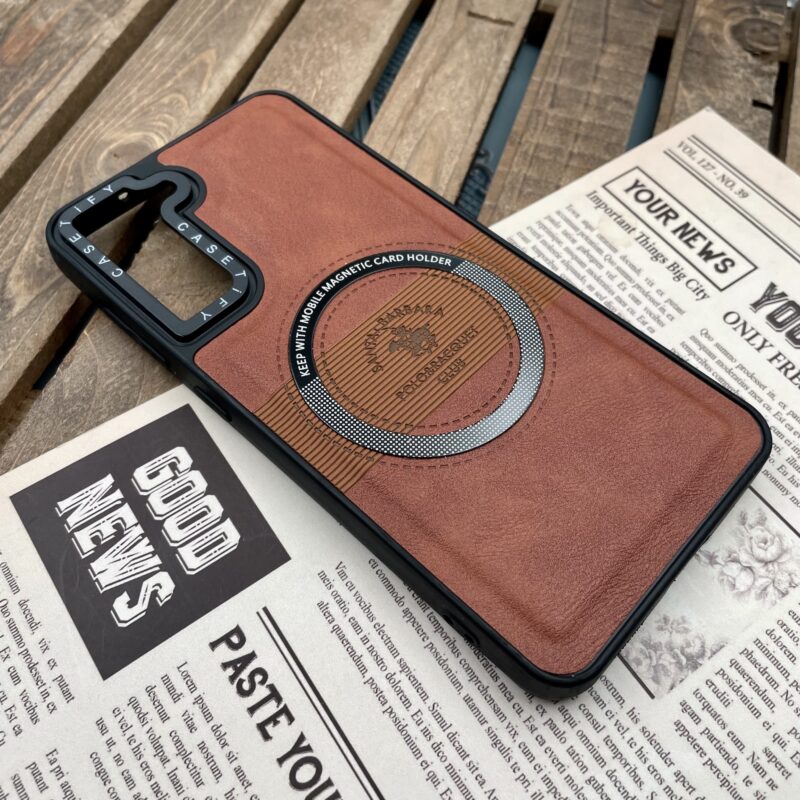 قاب گوشی Galaxy S21 FE سامسونگ مگ سیف اورجینال چرم دور سیلیکونی Casetify پولو عسلی کد 51557 - Image 2