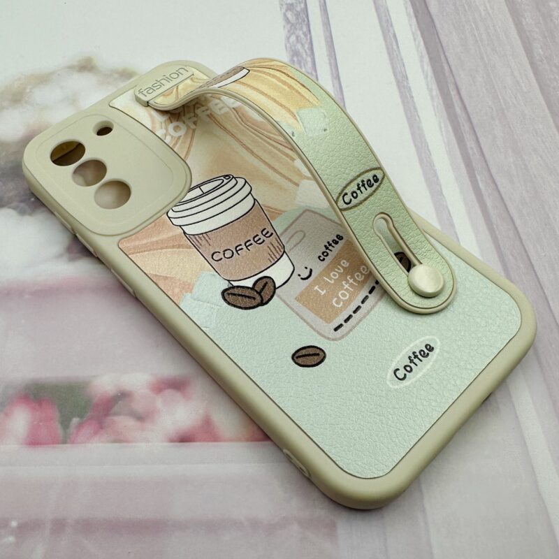قاب گوشی Galaxy S21 FE سامسونگ چرمی سیلیکونی دستبندی اورجینال Fashion محافظ لنز دار طرح coffee کد 56575 - Image 2