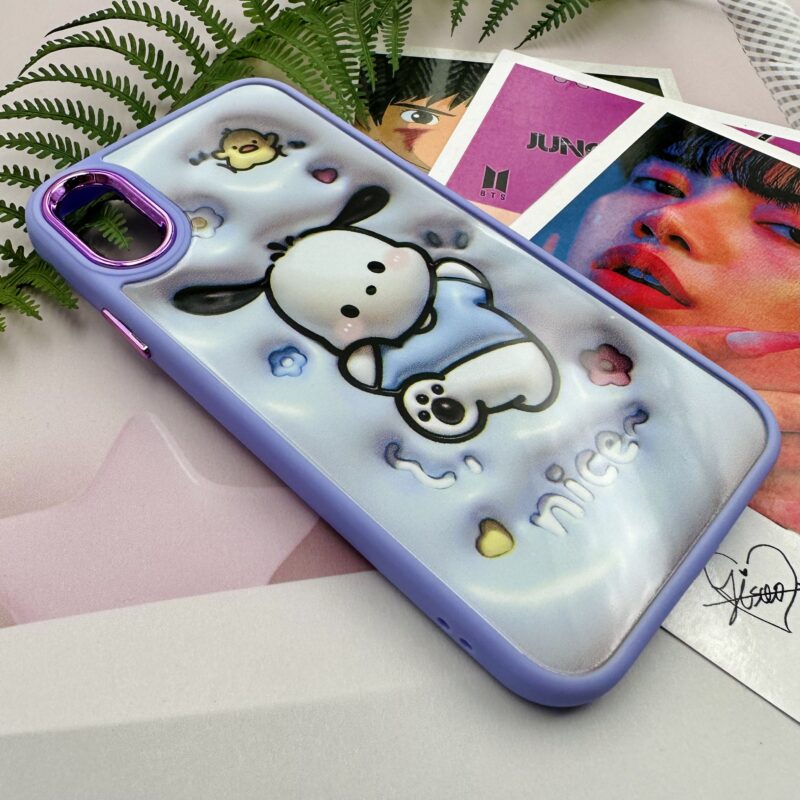 قاب گوشی iPhone X / iPhone XS آیفون دور سیلیکونی متال طرح سه بعدی عروسکی سگ کد 68421 - Image 2