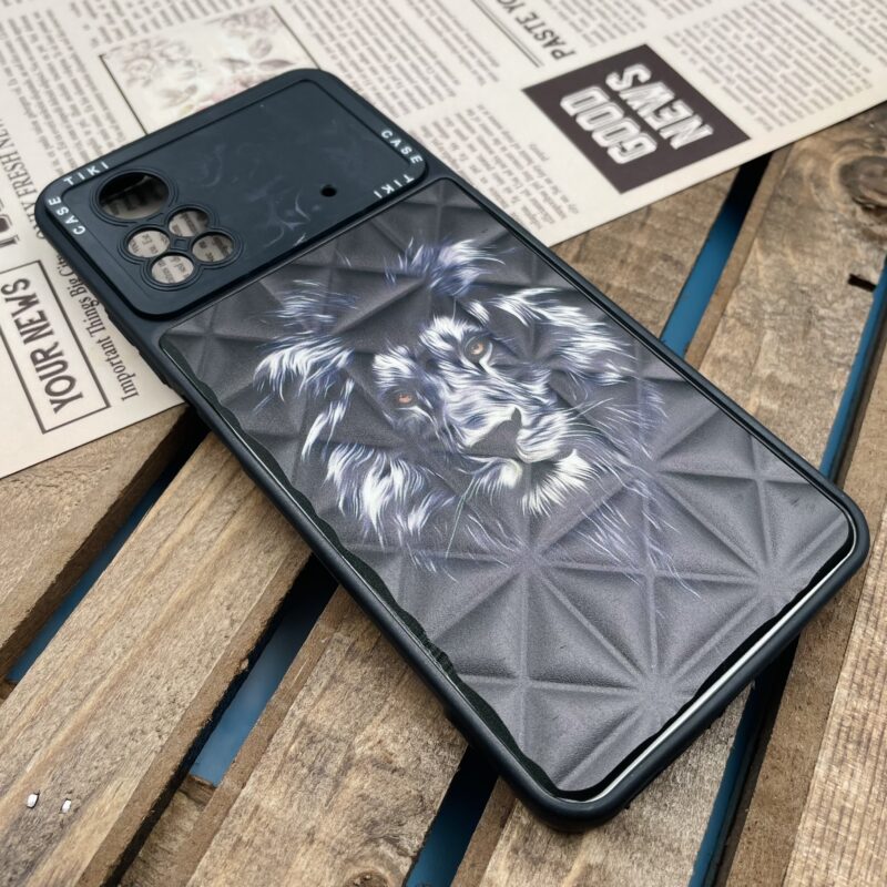 قاب گوشی Poco X4 Pro 5G شیائومی پافری لوزی دور سیلیکونی محافظ لنزدار طرح شیر کد 96174 - Image 2