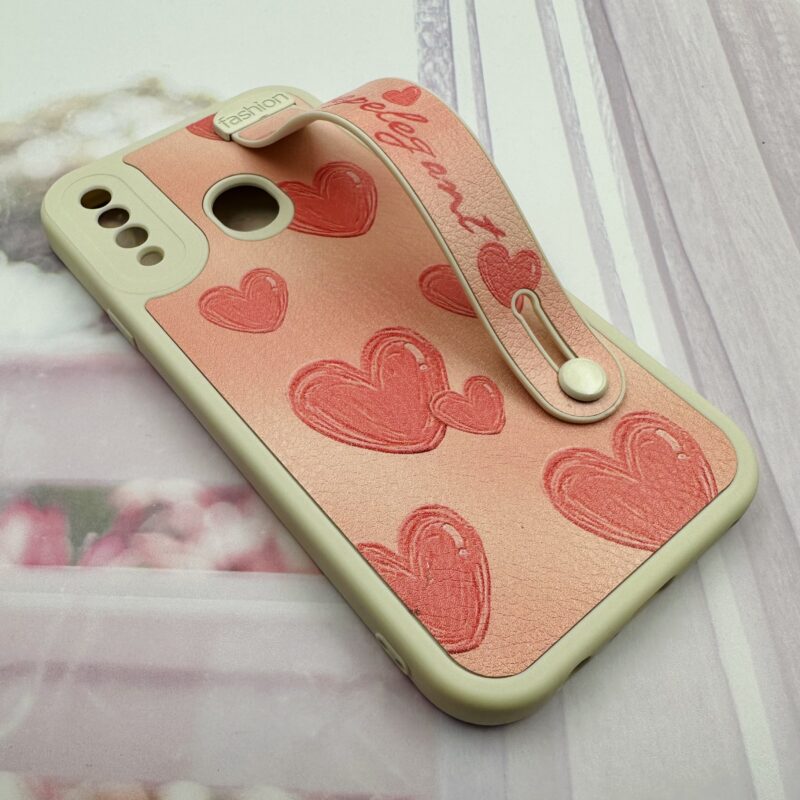 قاب گوشی Galaxy A20S سامسونگ چرمی سیلیکونی دستبندی اورجینال Fashion محافظ لنز دار طرح قلب صورتی کد 96778 - Image 2