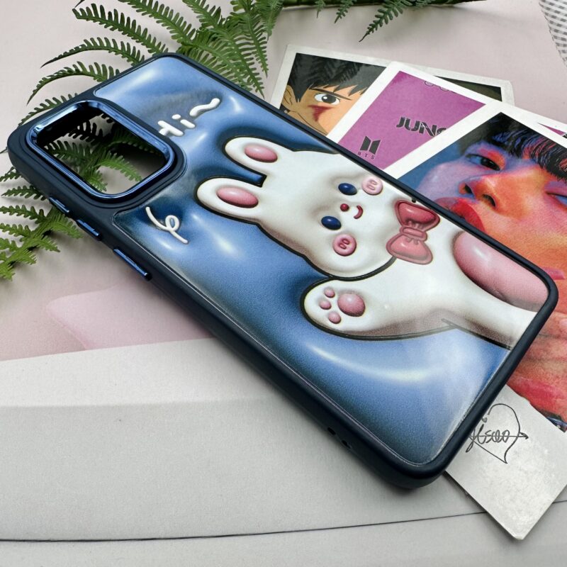 قاب گوشی Galaxy A52 / Galaxy A52S سامسونگ دور سیلیکونی متال طرح سه بعدی Hi Rabbit عروسکی کد 14405 - Image 2