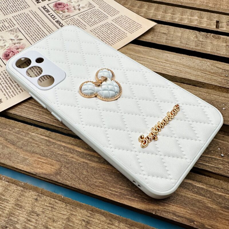 قاب گوشی Galaxy A34 5G سامسونگ پافری چرمی اورجینال عروسکی سه بعدی برجسته میکی موس سفید محافظ لنز دار کد 15855 - Image 2