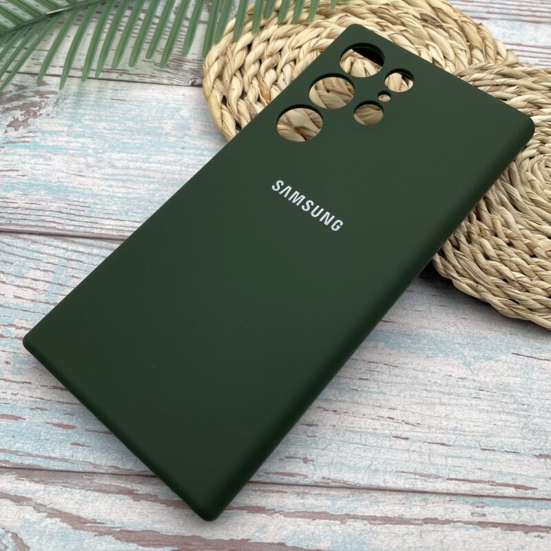 قاب گوشی Galaxy S23 Ultra سامسونگ سیلیکونی پاک کنی اورجینال داخل پارچه ای محافظ لنزدار رنگ سبز تیره کد 38295 - Image 2