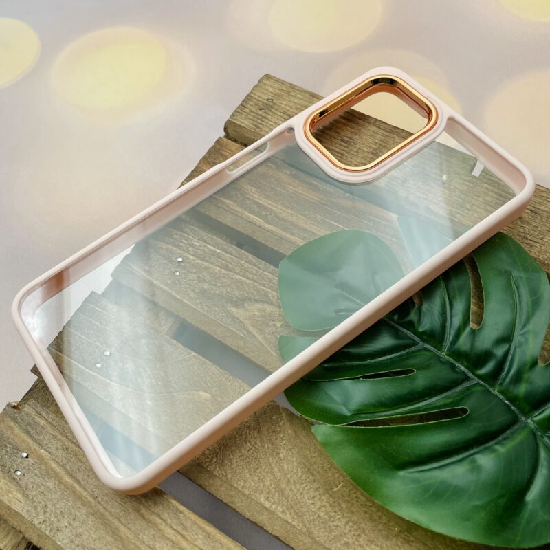 قاب گوشی A23 سامسونگ New Skin اورجینال متال دور سیلیکونی شفاف گلبهی کد 41975 - Image 2