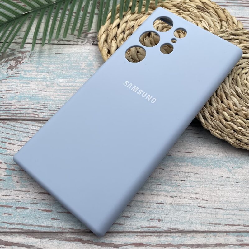 قاب گوشی Galaxy S23 Ultra سامسونگ سیلیکونی پاک کنی اورجینال داخل پارچه ای محافظ لنزدار رنگ آبی آسمانی کد 42388 - Image 2