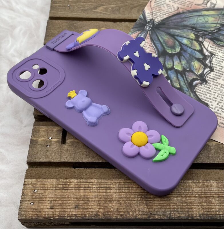 قاب گوشی iPhone 11 آیفون سیلیکونی دستبندی سه بعدی برجسته طرح عروسکی خرسی محافظ لنزدار کد 63352 - Image 2