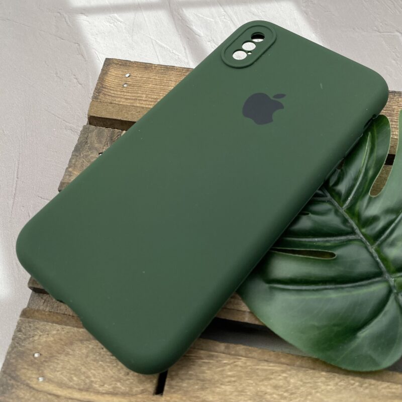 قاب گوشی iPhone X / iPhone XS آیفون سیلیکونی پاک کنی اورجینال داخل پارچه ای محافظ لنزدار رنگ سبز تیره کد 69287 - Image 2