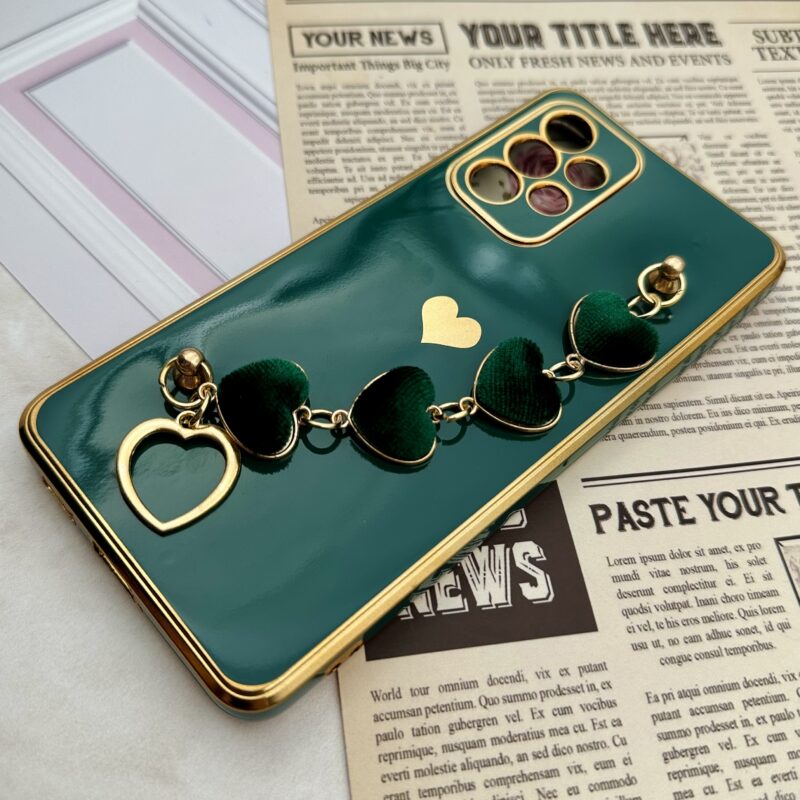 قاب گوشی Galaxy A53 سامسونگ مای کیس لاکچری My Case دستبندی قلبی مخمل آویز دار سبز محافظ لنز دار کد 86604 - Image 2