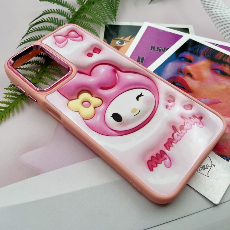 قاب گوشی Galaxy A51 سامسونگ دور سیلیکونی متال طرح سه بعدی کیتی صورتی کد 54469 - Image 2