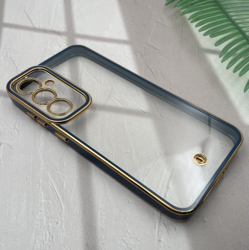 قاب گوشی Galaxy S23 FE سامسونگ دور طلایی الکتروپلیتینگ اورجینال شفاف یونیک کیس محافظ لنز دار سرمه ای کد 89835 - Image 2