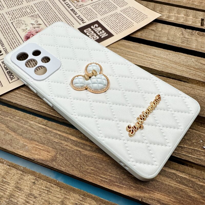 قاب گوشی Galaxy A52 / Galaxy A52S سامسونگ پافری چرمی اورجینال عروسکی سه بعدی برجسته میکی موس سفید محافظ لنز دار کد 96374 - Image 2