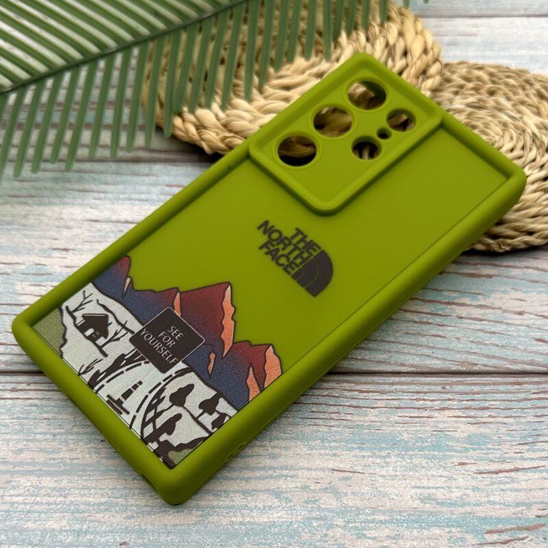 قاب گوشی Galaxy S23 Ultra سامسونگ Solid case سیلیکونی طرح The North Face رنگ سبز محافظ لنزدار کد 25201 - Image 2