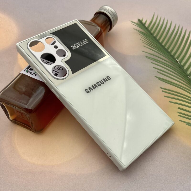 قاب گوشی Galaxy S23 Ultra سامسونگ PVD اورجینال پشت گلسی دور سیلیکونی Auto Focus محافظ لنزدار سفید کد 57908 - Image 2