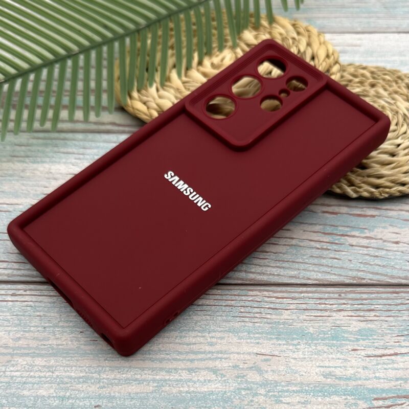 قاب گوشی Galaxy S23 Ultra سامسونگ سیلیکونی اورجینال Solid Case لوگو برجسته ضد ضربه محافظ لنز دار زرشکی کد 64562 - Image 2