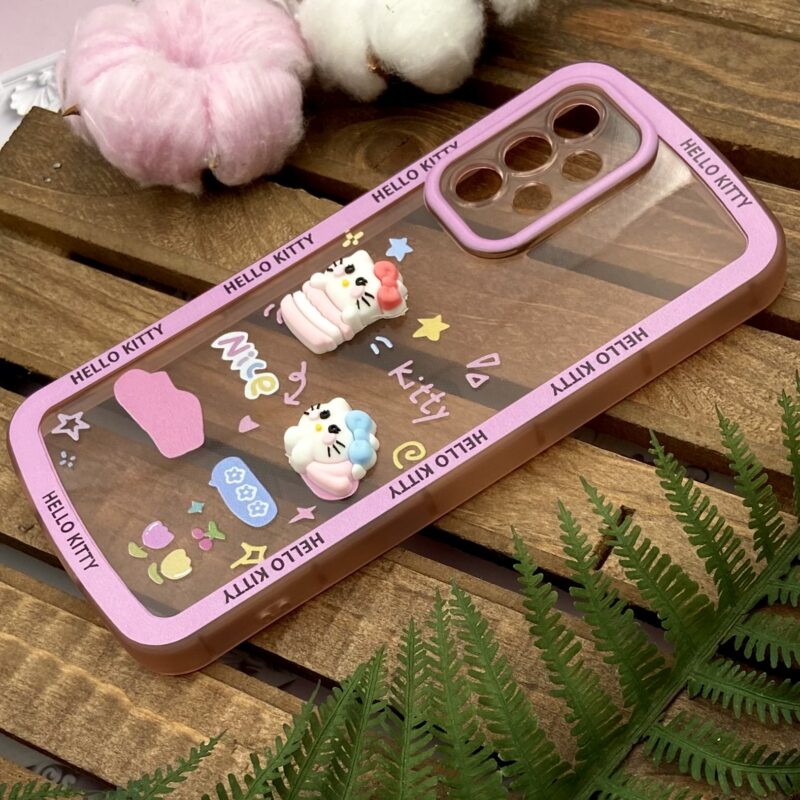 قاب گوشی Galaxy A53 سامسونگ ژله ای شفاف بالشتی عروسکی برجسته سه بعدی محافظ لنز دار صورتی کد 22038 - Image 2