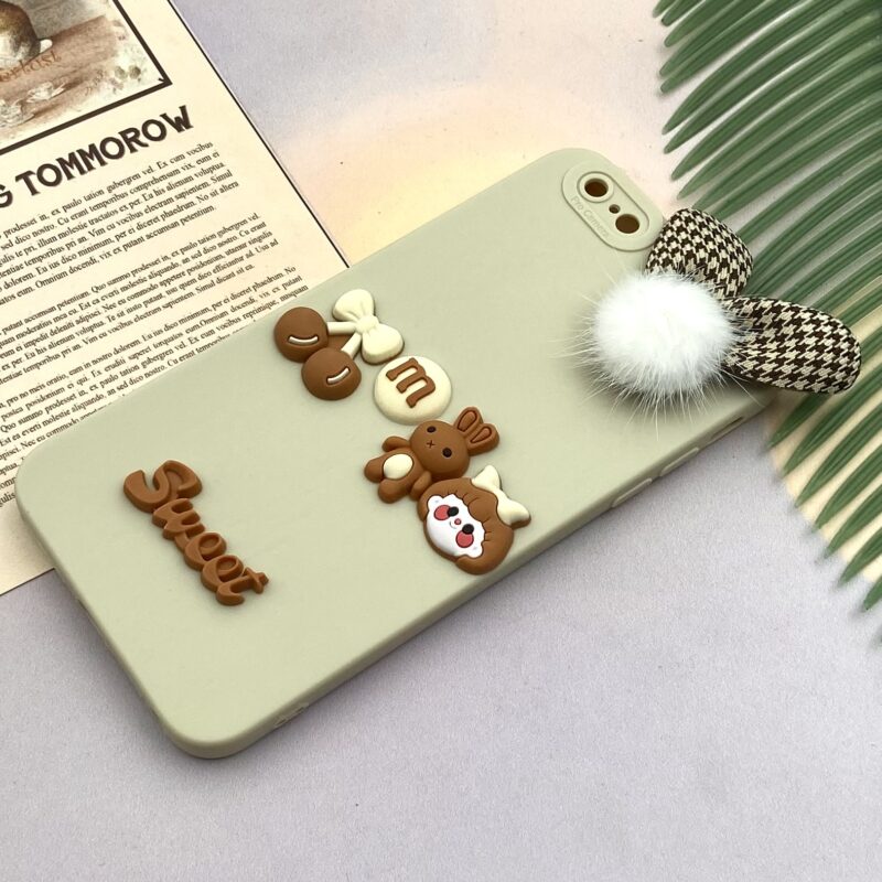 قاب گوشی iPhone 6 Plus / iPhone 6S Plus آیفون سیلیکونی ژله ای سه بعدی برجسته عروسکی پام پام کرم محافظ لنز دار کد 38804 - Image 2