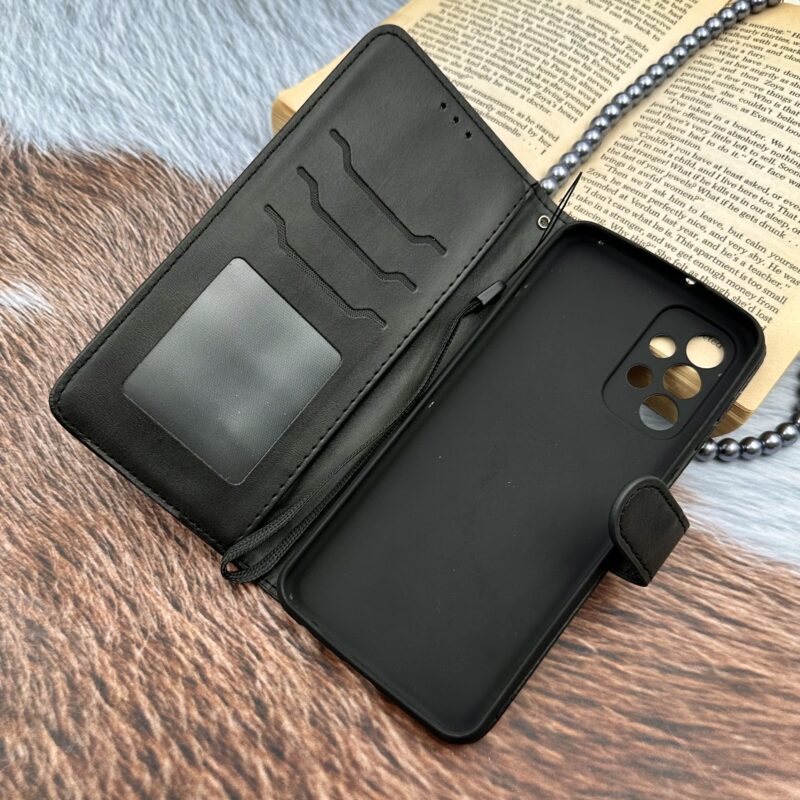 کیف گوشی A23 سامسونگ چرم مگنتی جاکارتی بند آویز دار محافظ لنزدار مشکی کد 46839 - Image 2