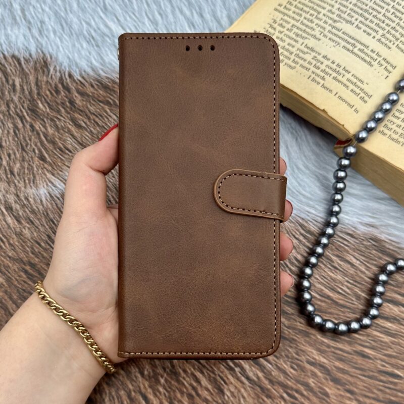 کیف گوشی A23 سامسونگ چرم مگنتی جاکارتی بند آویز دار محافظ لنزدار قهوه ای کد 61600 - Image 3