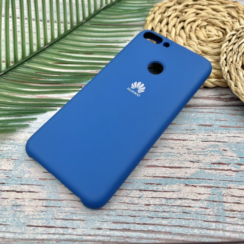 قاب گوشی P Smart 2018 هوآوی سیلیکونی های کپی طرح ساده آبی کاربنی محافظ لنز دار کد 64021 - Image 2