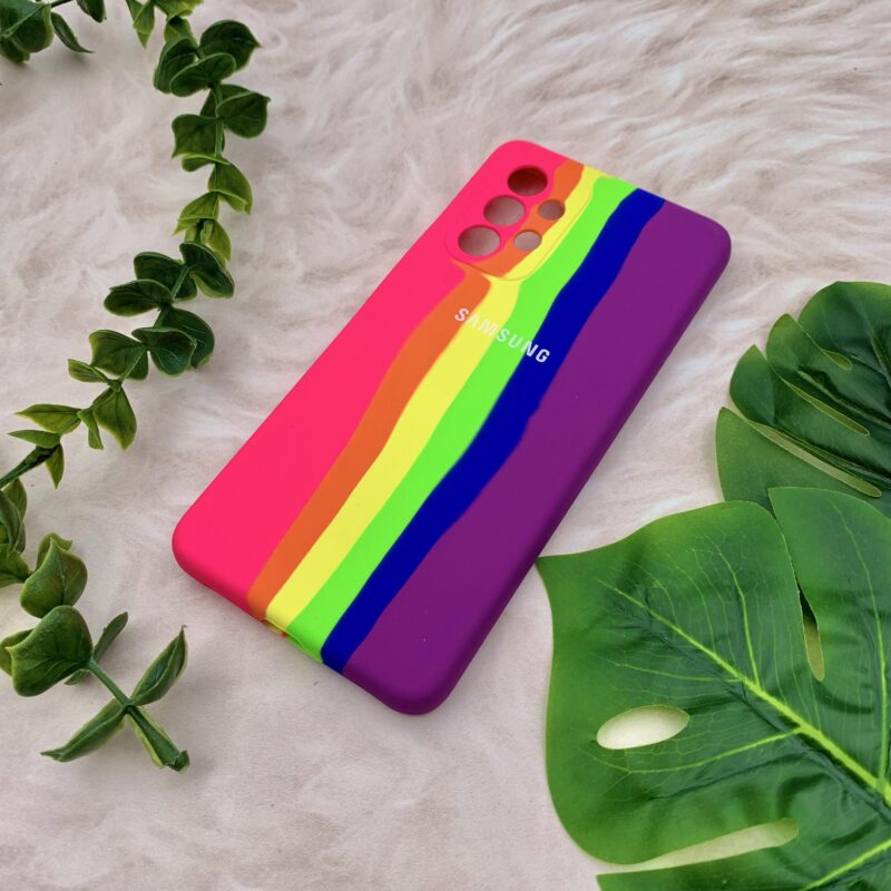 قاب گوشی Galaxy A53 سامسونگ سیلیکونی پاک کنی اورجینال آبرنگی رنگین کمانی داخل مخمل محافظ لنز دار کد 24051 - Image 2
