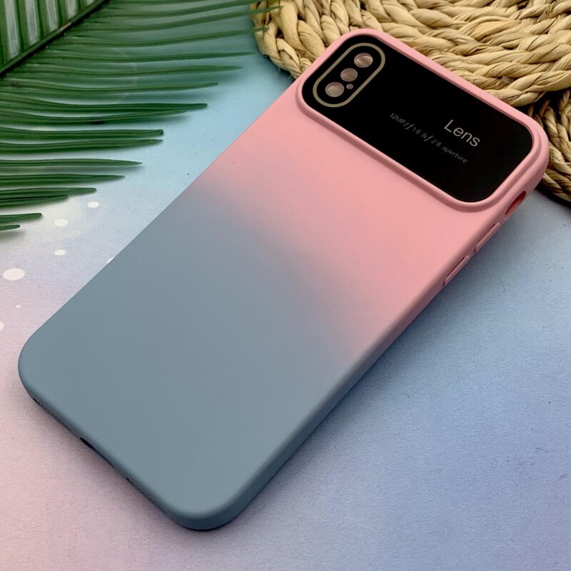 قاب گوشی iPhone X / iPhone XS آیفون سیلیکونی دو رنگ فانتزی محافظ لنز دار شیشه ای کد 29978 - Image 2