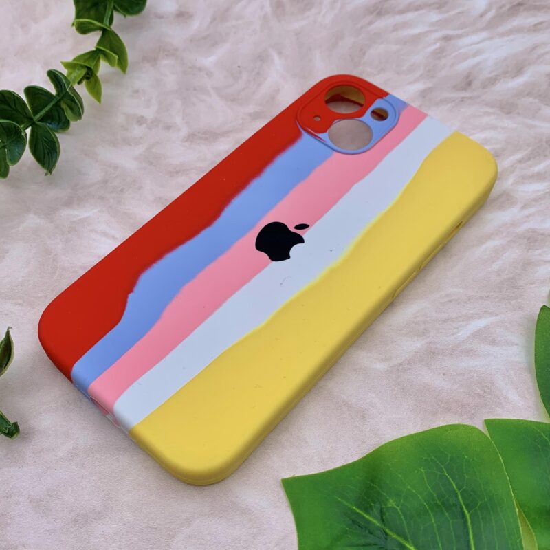 قاب گوشی iPhone 13 آیفون سیلیکونی پاک کنی اورجینال آبرنگی رنگین کمانی داخل مخمل محافظ لنز دار کد 34997 - Image 2
