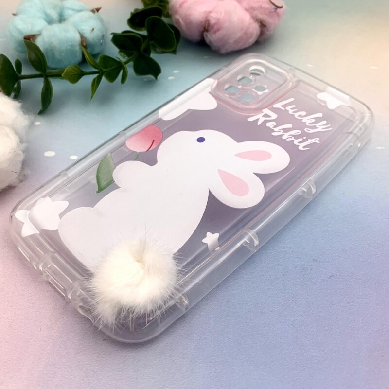 قاب گوشی Galaxy A51 سامسونگ ژله ای خرگوشی پام پام ایربگ دار ضد ضربه شفاف سفید محافظ لنز دار کد 36165 - Image 2