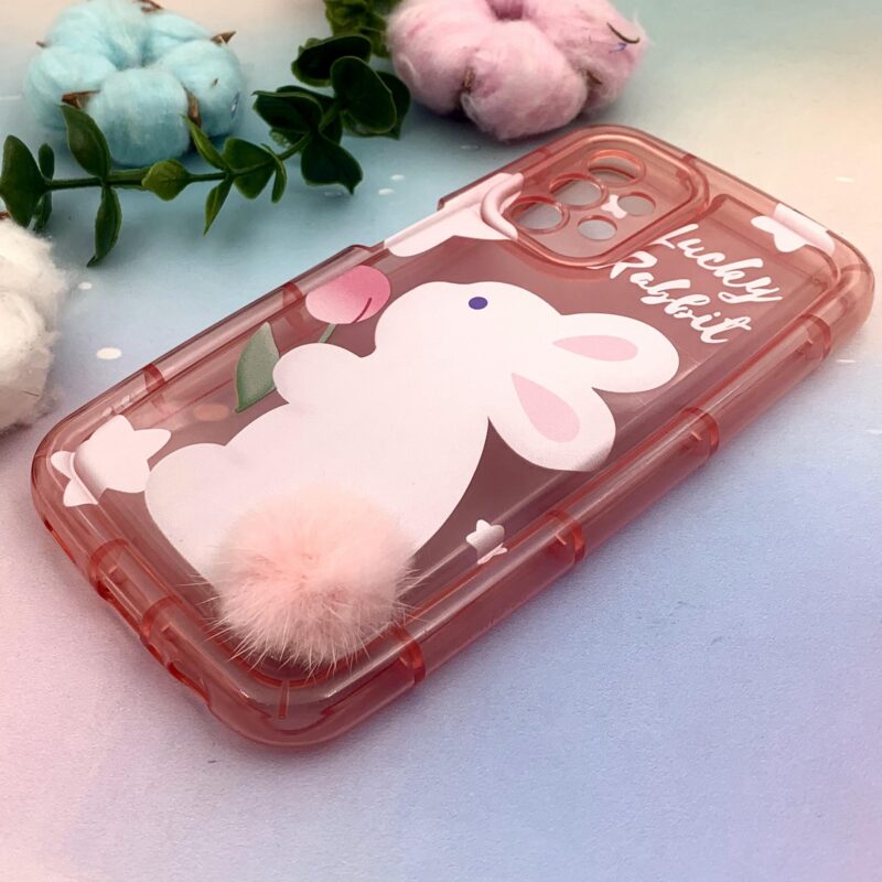 قاب گوشی Galaxy A13 4G / Galaxy A04S سامسونگ ژله ای خرگوشی پام پام ایربگ دار ضد ضربه شفاف گلبهی محافظ لنز دار کد 64957 - Image 2
