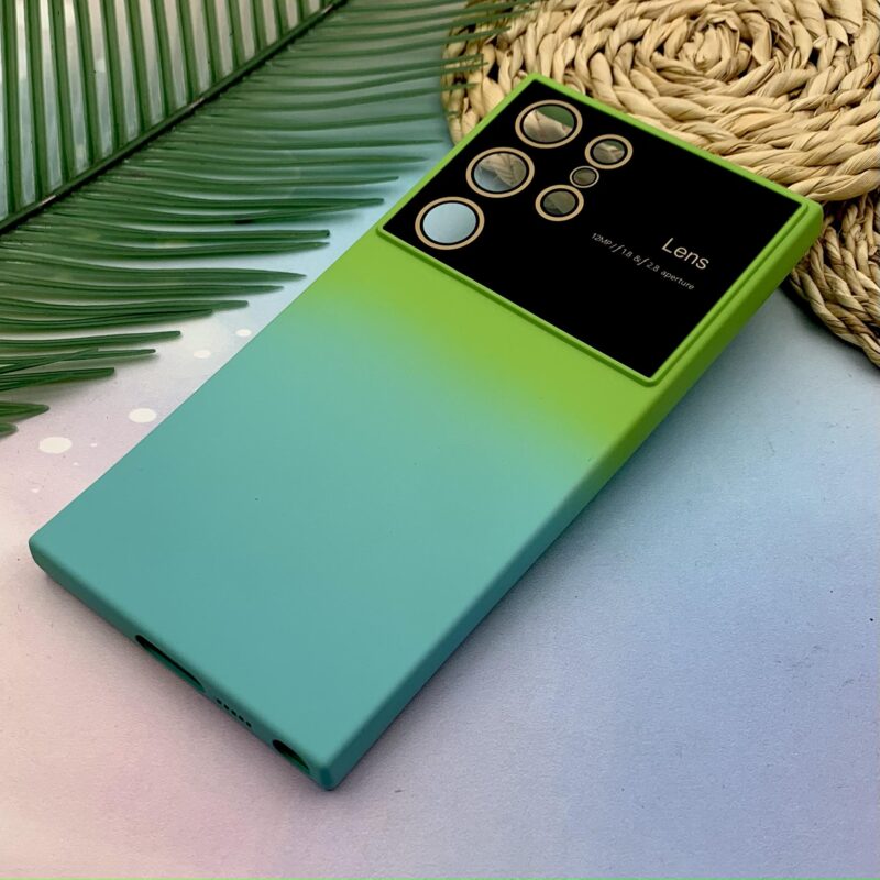 قاب گوشی Galaxy S23 Ultra سامسونگ سیلیکونی دو رنگ فانتزی محافظ لنز دار شیشه ای کد 75499 - Image 2