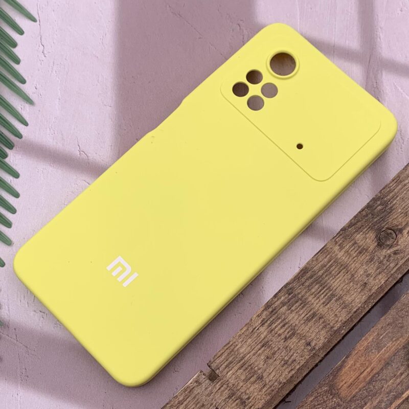 قاب گوشی Poco X4 Pro 5G شیائومی سیلیکونی پاک کنی اورجینال داخل پارچه ای محافظ لنز دار رنگ زرد کد 90409 - Image 2