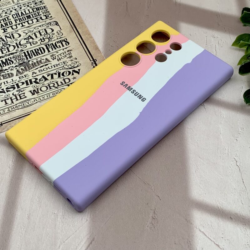 قاب گوشی Galaxy S24 Ultra سامسونگ سیلیکونی پاک کنی اورجینال آبرنگی رنگین کمانی داخل مخمل محافظ لنز دار کد 21097 - Image 2