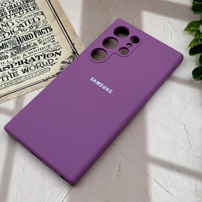 قاب گوشی Galaxy S24 Ultra سامسونگ سیلیکونی پاک کنی اورجینال داخل پارچه ای رنگ بنفش محافظ لنز دار کد 21250 - Image 2