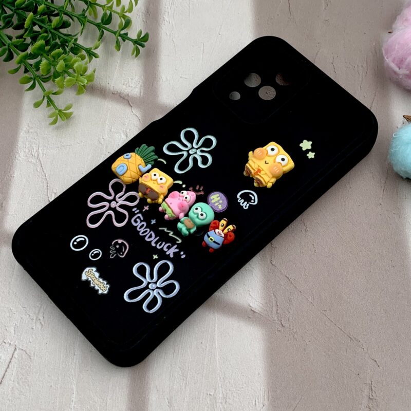قاب گوشی Galaxy A12 / Galaxy M12 سامسونگ سیلیکونی Solid Case اورجینال خانواده پاتریک و باب اسفنجی مشکی محافظ لنز دار کد 21306 - Image 2
