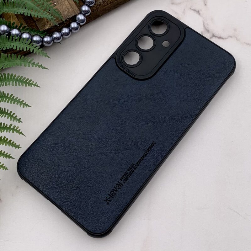 قاب گوشی Galaxy A35 سامسونگ چرمی دور ژله ای X-level لاکچری محافظ لنز دار سرمه ای کد 39401 - Image 2