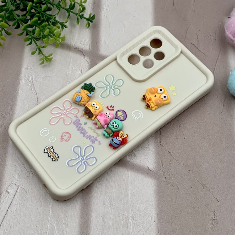 قاب گوشی Galaxy A52 / Galaxy A52S سامسونگ سیلیکونی Solid Case اورجینال خانواده پاتریک و باب اسفنجی کرم محافظ لنز دار کد 90037 - Image 2