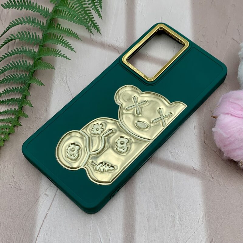 قاب گوشی Galaxy A53 سامسونگ سیلیکونی عروسکی تدی طلایی سه بعدی برجسته سبز تیره کد 41873 - Image 2