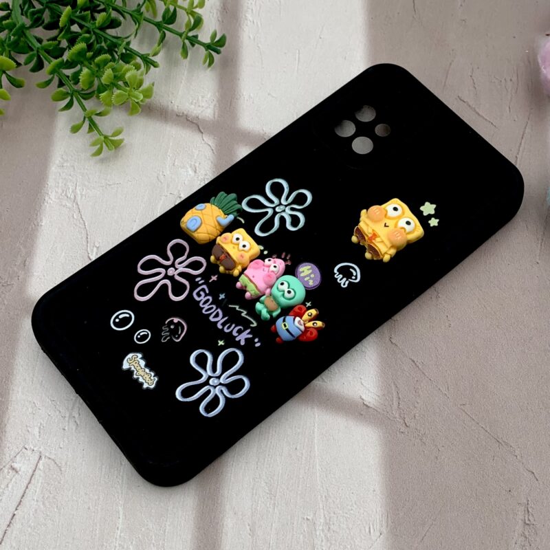 قاب گوشی Galaxy A51 سامسونگ سیلیکونی Solid Case اورجینال خانواده پاتریک و باب اسفنجی مشکی محافظ لنز دار کد 51487 - Image 2