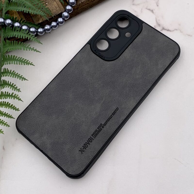 قاب گوشی Galaxy A35 سامسونگ چرمی دور ژله ای X-level لاکچری محافظ لنز دار طوسی کد 57445 - Image 2