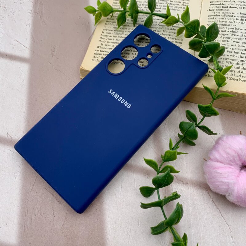 قاب گوشی Galaxy S24 Ultra سامسونگ سیلیکونی پاک کنی اورجینال داخل پارچه ای رنگ سرمه ای محافظ لنز دار کد 60099 - Image 2