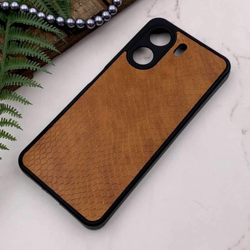 قاب گوشی Redmi 13C / Poco C65 شیائومی چرمی پوست ماری برجسته محافظ لنز دار قهوه ای کد 63073 - Image 2