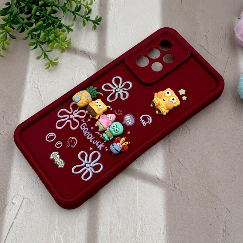 قاب گوشی Galaxy A52 / Galaxy A52S سامسونگ سیلیکونی Solid Case اورجینال خانواده پاتریک و باب اسفنجی زرشکی محافظ لنز دار کد 79439 - Image 2