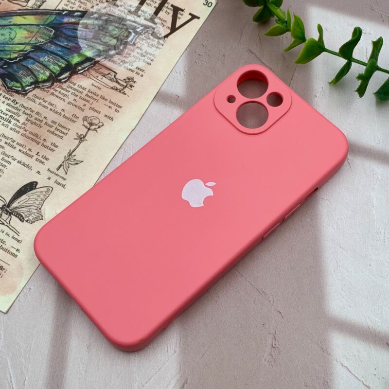 قاب گوشی iPhone 13 آیفون سیلیکونی های کپی لوگو دار صورتی روشن محافظ لنز دار کد 70829 - Image 2