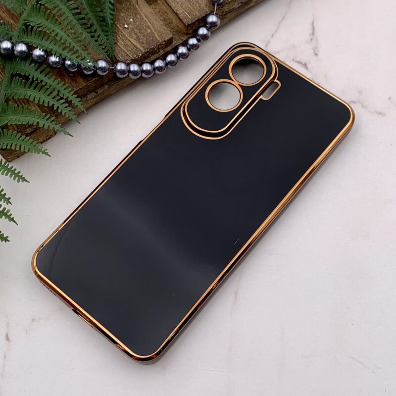 قاب گوشی Honor 90 Lite آنر ژله ای مای کیس طرح Gold Line دور طلایی محافظ لنز دار مشکی کد 72682 - Image 2