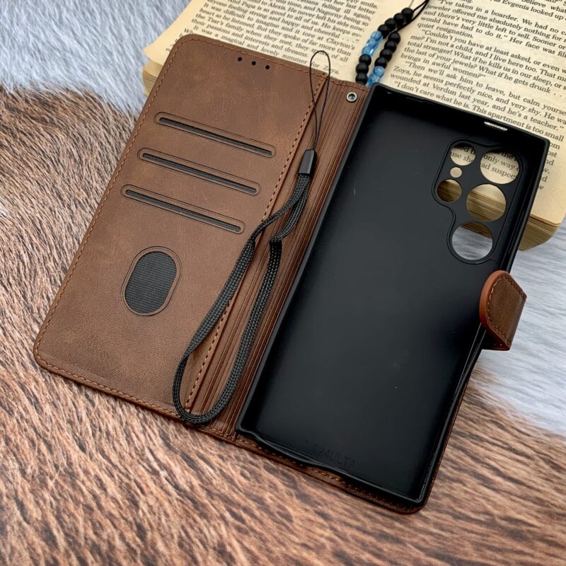 کیف گوشی Galaxy S24 Ultra سامسونگ چرم مگنتی جاکارتی بند آویز دار محافظ لنز دار نیلکین NILLKIN قهوه ای کد 84641 - Image 2
