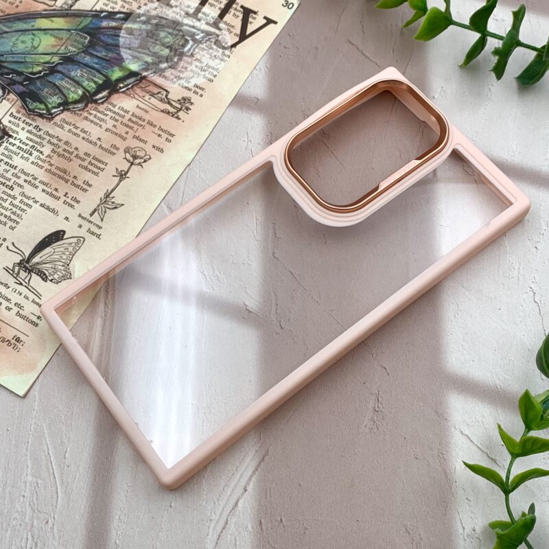 قاب گوشی Galaxy S23 Ultra سامسونگ دور سیلیکونی CASE PRO اورجینال شفاف متال گلبهی کد 87850 - Image 2