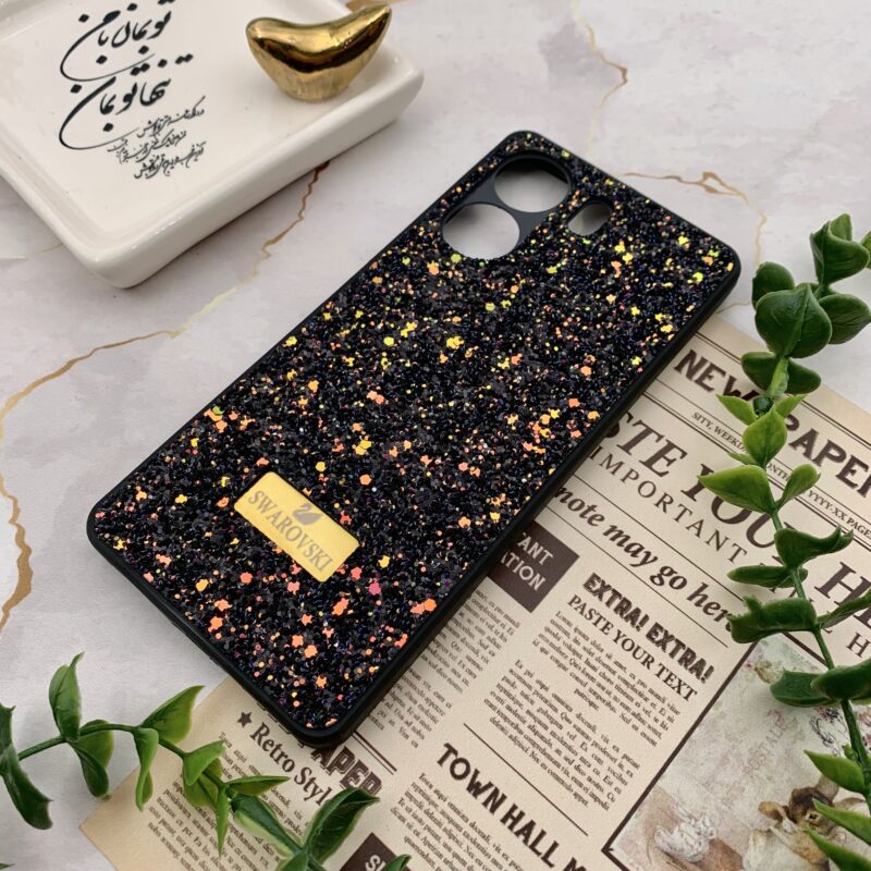 قاب گوشی Redmi 13C / Poco C65 شیائومی اکلیلی SWAROVSKI دور ژله ای مشکی محافظ لنز دار کد 90542 - Image 2